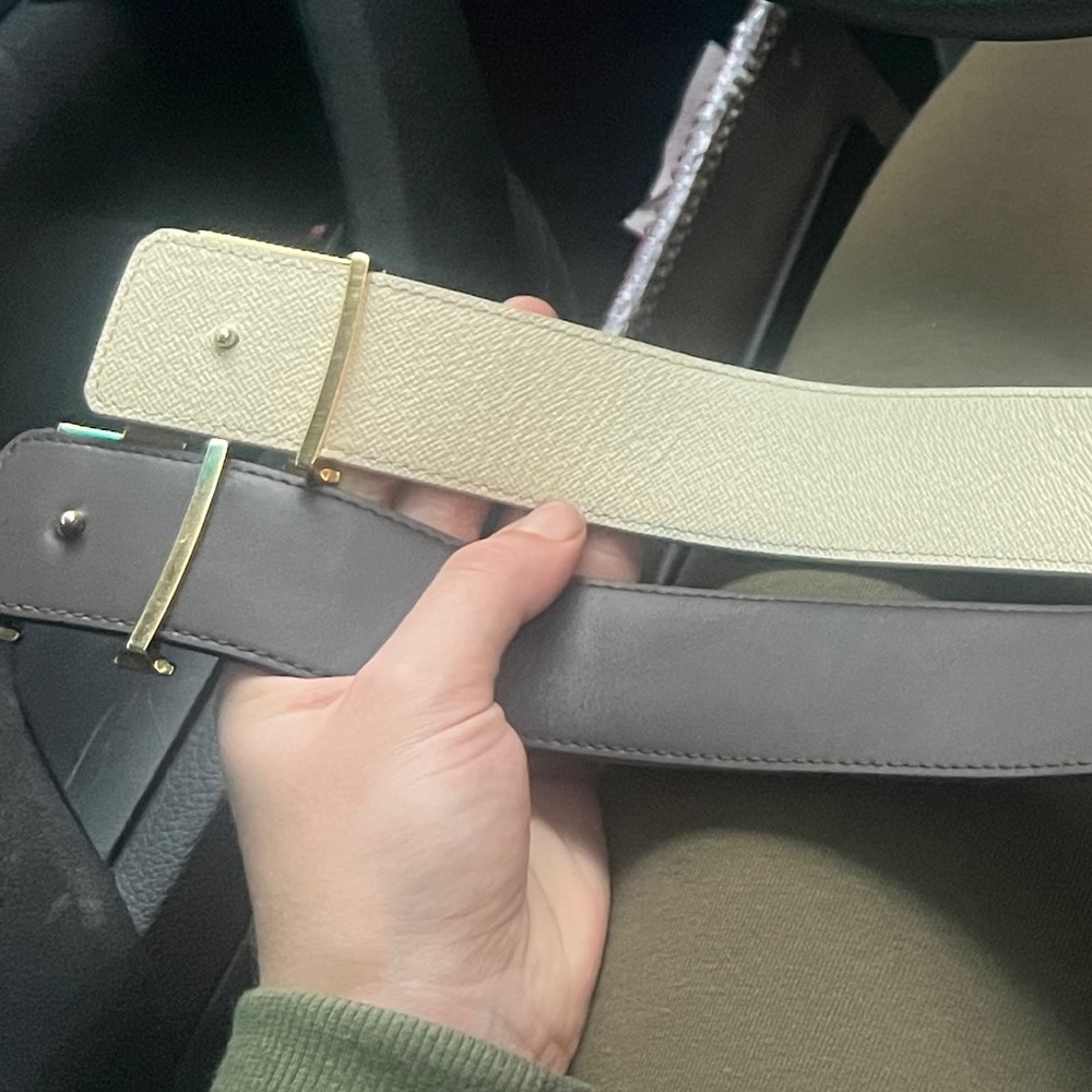 Louis Vuitton Belts. One checkered white and one brown with gold lettering. - Picture 3 of 5